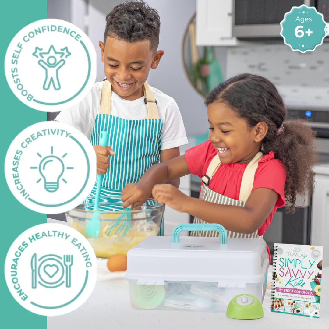 Boy and girl cooking together with the Ultimate Kids Cooking Set, ages 6 and up