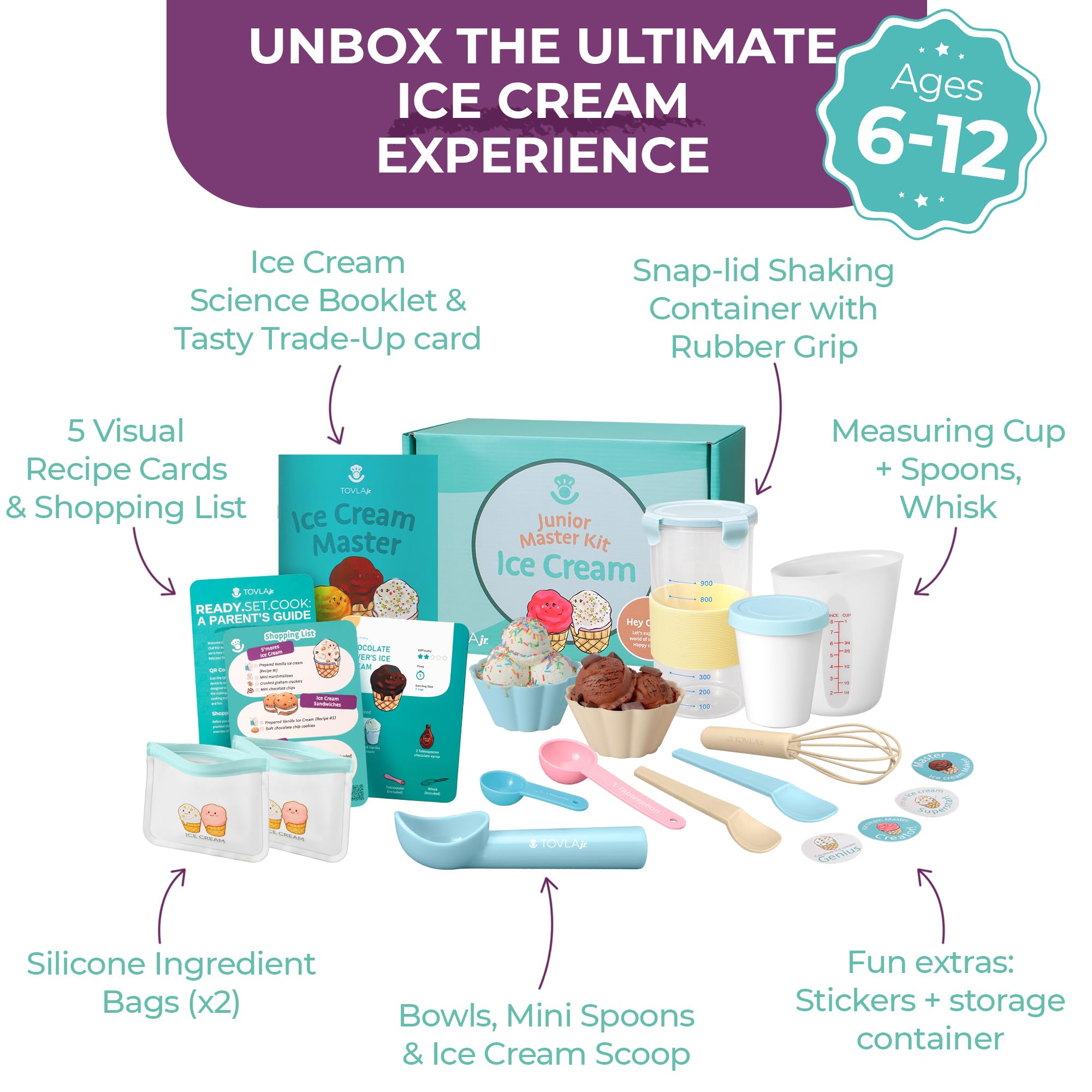 Tovla Jr. Kids Ice Cream Science Kit - Make Real Ice Cream - STEM Learning for Ages 5-12