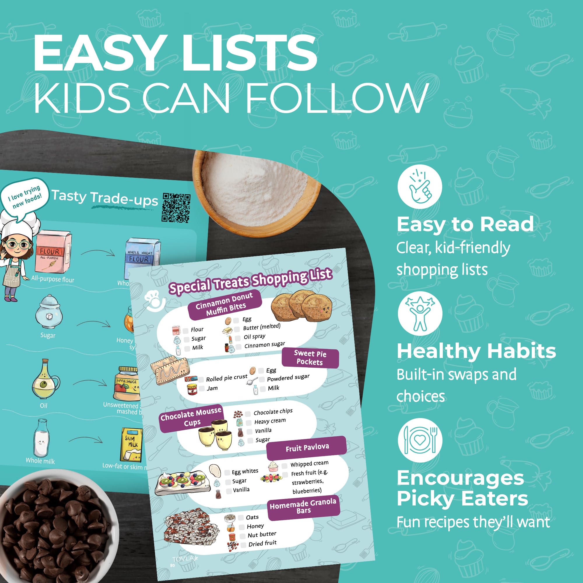 Tovla Jr. My First Visual Cookbook Set for Kids - 2 Recipe Books for Real Cooking & Healthy Learning - Ages 4–12