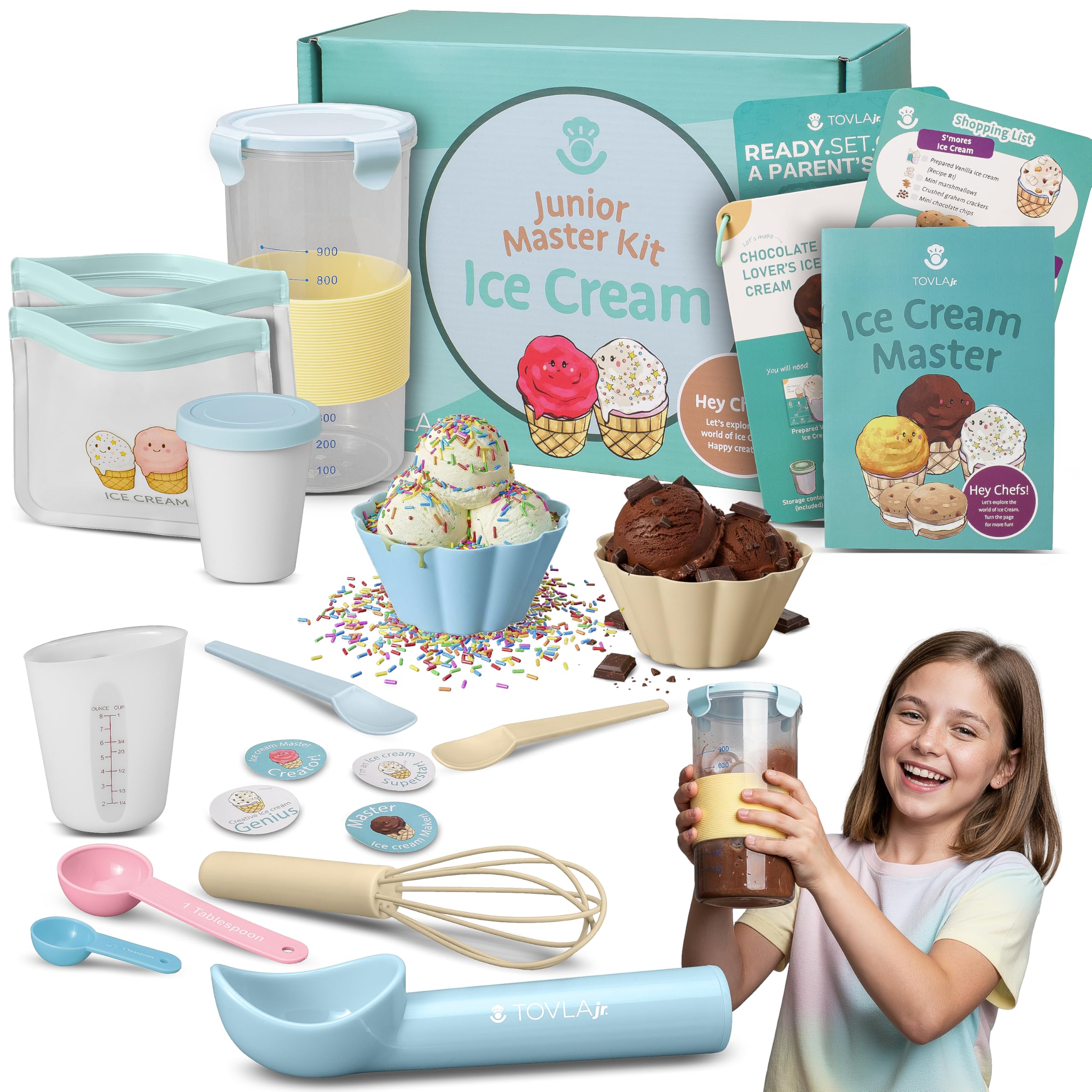 Tovla Jr. Kids Ice Cream Science Kit - Make Real Ice Cream - STEM Learning for Ages 5-12