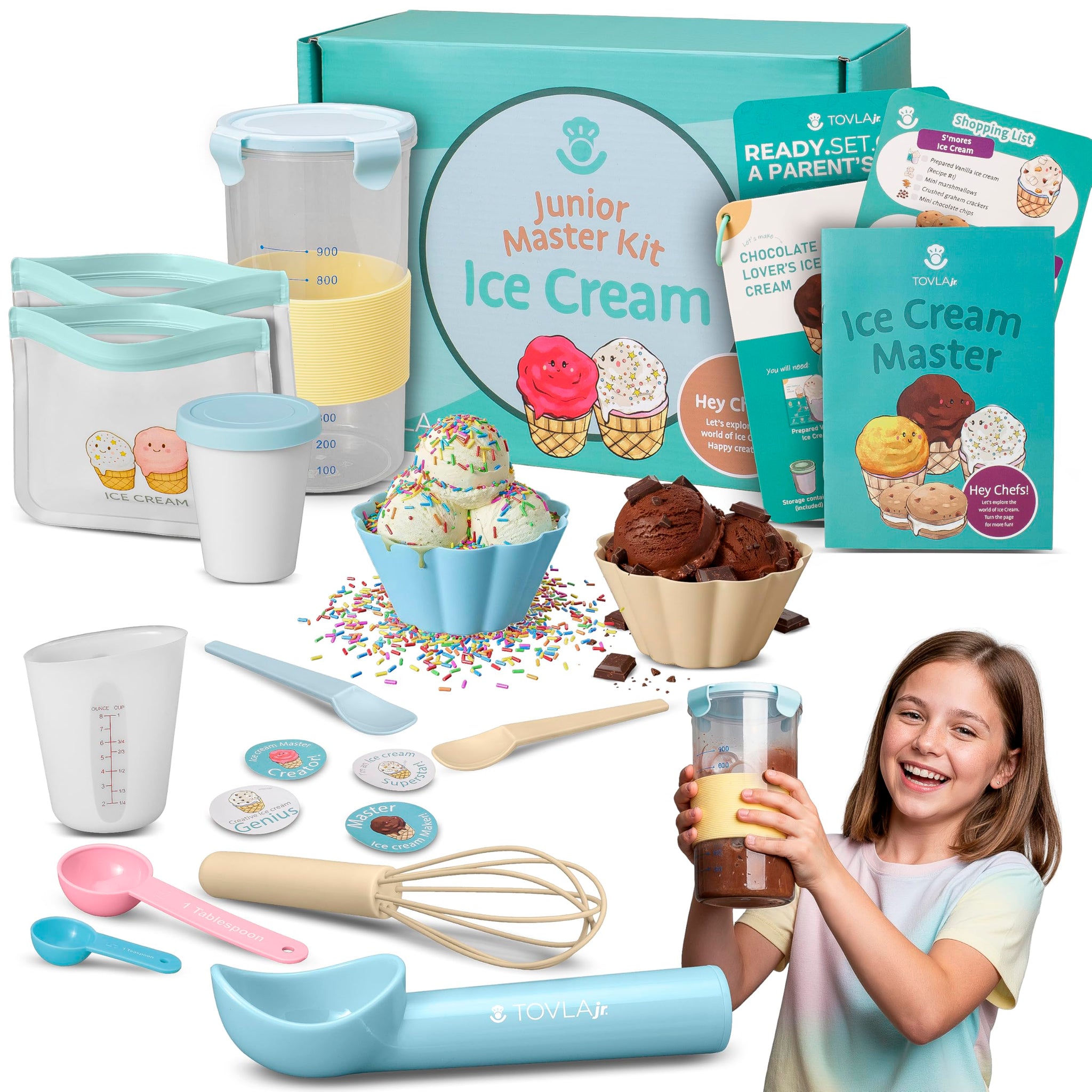 Tovla Jr. Kids Ice Cream Science Kit - Make Real Ice Cream - STEM Learning for Ages 5-12
